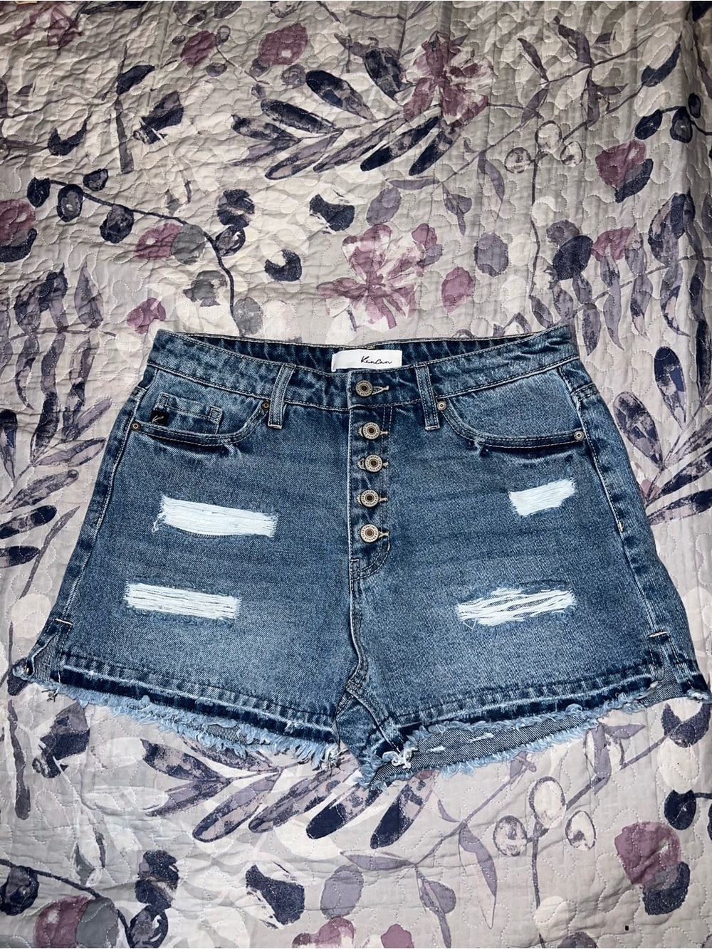 KanCan Blue Distressed Denim Mini Skirt